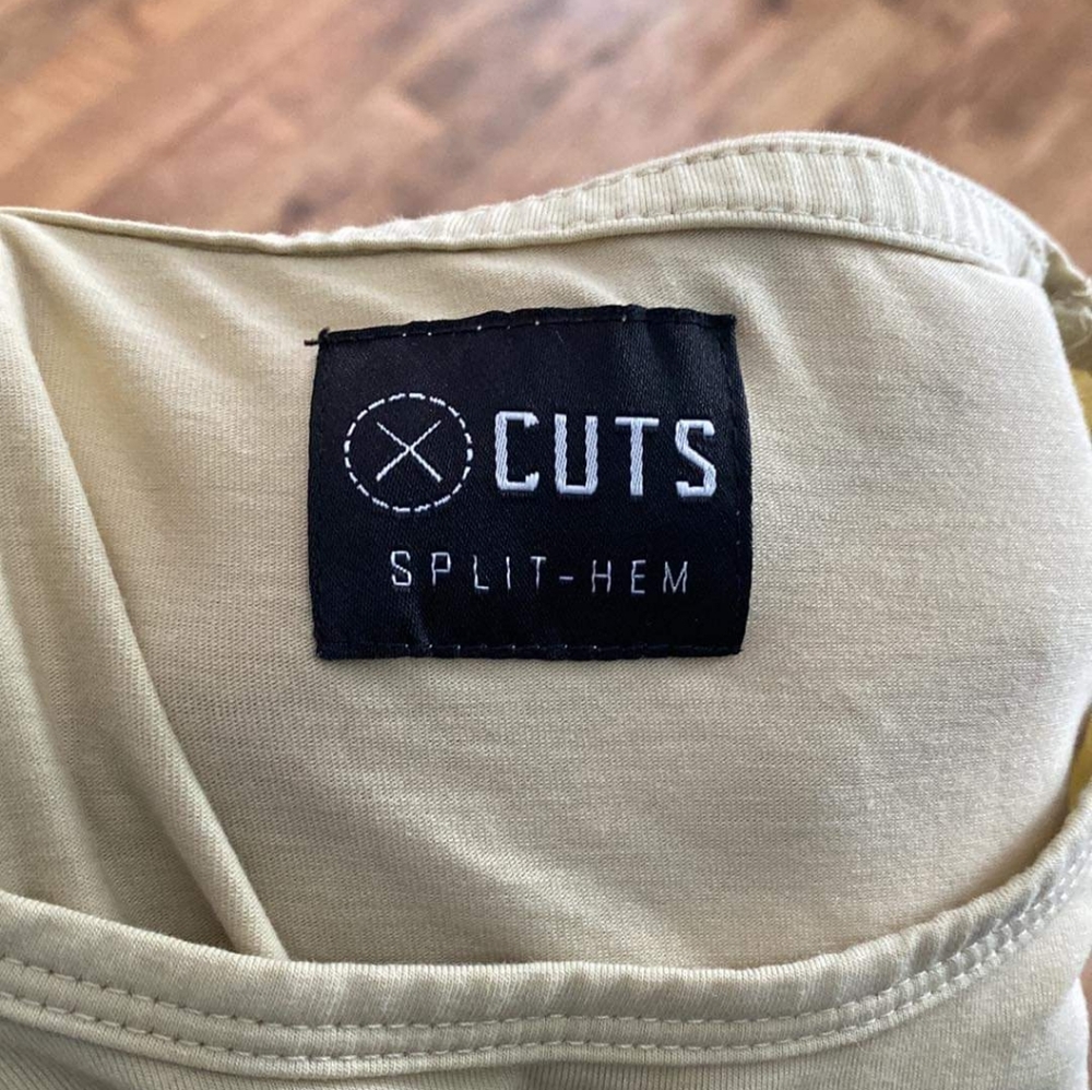 Cuts Split Hem Crew (Tan) - image 1